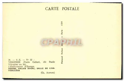 O Sequestro de Europa — Véronese (Paolo Caliari) — Editor Fernand Nathan, Paris — Verso