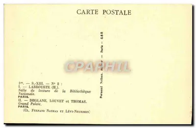 Lesesaal der Nationalbibliothek — Grand Palais — Labrouste, Louvet und Thomas — Fernand Nathan, Paris, n° 458 — Rückseite