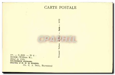 Hôtel de Ville — Hilversum (Holanda) — editor Nathan, Paris, n° 6 — Verso
