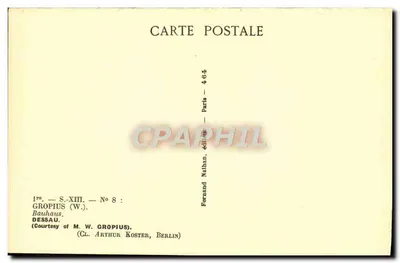 Bauhaus Dessau — Série S-XIII, Número 8 — Editor Fernand Nathan, Paris — Verso