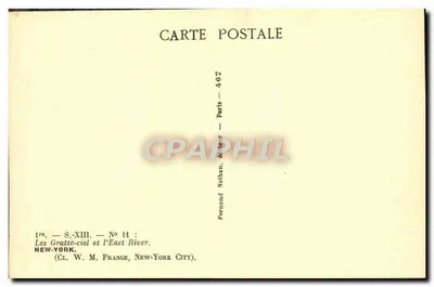 New-York — I grattacieli e il fiume East — Fernand Nathan, Parigi, n° 14 — Verso