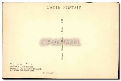 Dominique Ingres — Retrato do pintor Granet — Editor CL. Bulloz, Paris — Verso