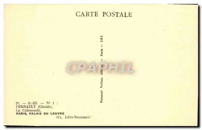 Parijs, Palais du Louvre — La Colonnade — Uitgever PERRAULT (Claude), N° 1 — Achterkant