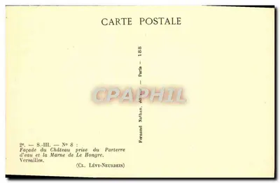 Façada Wodnego Zameczka i rzeki Marne w Le Hongre — Versailles — wydawca Fernand Nathan, n° 8 — Rewers