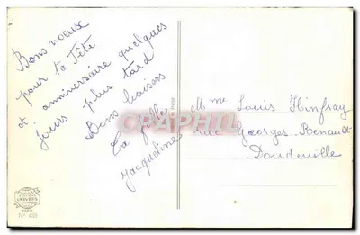 Rosas e pássaro — Aniversário e Festa da Mãe — Éditions Univers, Paris, N° 439 — Verso