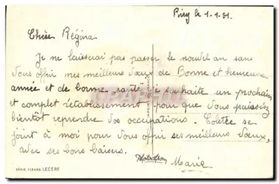 Buquê de flores — 'Heureuse Année' — Louis Lecerf — Verso