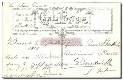 Mulher com avental e chapéu — com violetas e flores amarelas — Gast VIE Fot. n°3820 — Verso