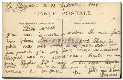 Ptak noszący pocałunek — La Boissière — N° 8015 — Rewers