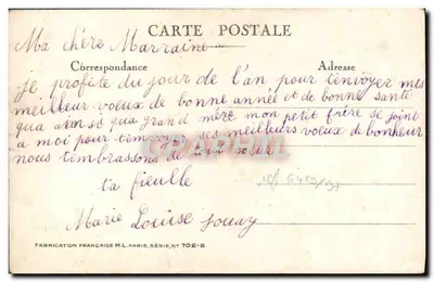 Rosas — Boa Ano — Fabricação Francesa M.L. Paris, série 702-B — Verso
