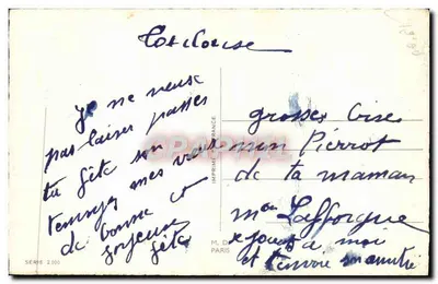 Arranjo de rosas e estribos — Feliz aniversário — série 2.000, editor M. D. Paris — Verso