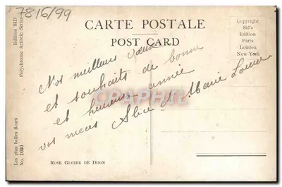 Rosas Gloire de Dijon — Série Artística No. 1040 — Sid's Edition — Verso