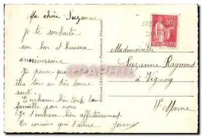 Rosas e envelope — Carta de boas-vindas — Edições Léo, Paris, n° 5476 — Verso