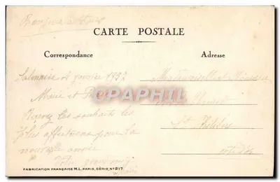 Um Beijo — rosa vermelha e paisagem — Fabricação Francesa M.L. Paris, série n°217 — Verso