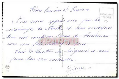 Mazzo di rose bianche — Auguri di Felicità — Edizioni Imprimerie de France, n° 581 — Verso