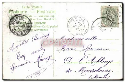 Flores e pombas — Carta postal decorada — editor não visível — Verso