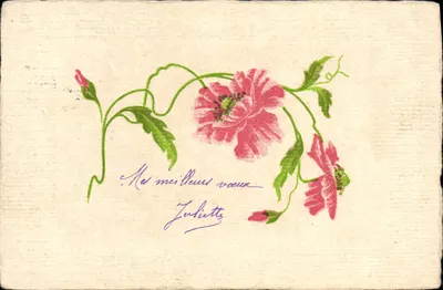 Flores de papoula — carta postal assinada por Juliette — editor Carte postale universelle