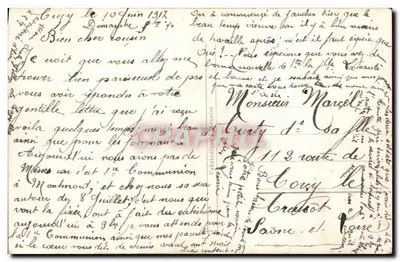 Bukiet kolorowych róż — 'Tysiąc pocałunków małej poety, Marie Chéreté' — wydawca M, nr 1127 — Rewers