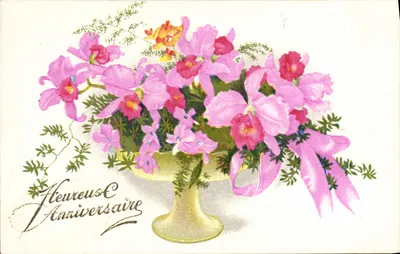 Arranjo de orquídeas — Aniversário — Editor não identificado, número de série não visível