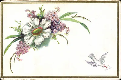 Flores e pomba carregando uma carta — J.C. PARIS — n° 66/312