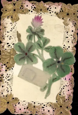 Flor de lótus e flores de trevo — decorações em renda e ouro