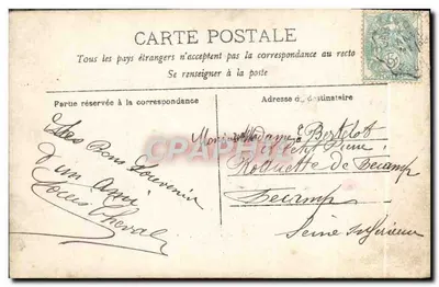 Dwie fioletowe różyczki i motyl — S.I.P. — datowana 1917 — Rewers