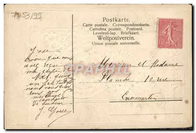 Souvenir — Horseshoe orné de fleurs bleues et blanches — éditeur non visible — Rewers