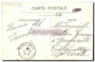 Lilac Bouquet — colored illustration — 5c green French Republic stamp — Back