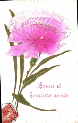 Flor de pivoine — Boa e feliz ano — editor desconhecido