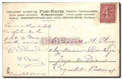 Święta imieninowa — ptaki i kwiaty — M.S. IB 13563 — Rewers