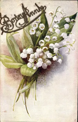 Anos Borings — buquê de muguet — Tuck's Postale, n° 9611