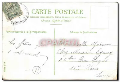 Kwiaty i ptaki — ilustrowana kartka pocztowa — seria 710, wydawca V. Grosjean — Rewers