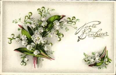 Arranjo de flores de muguet — Carta de boas-vindas — Editor não identificado, n° de série 1231