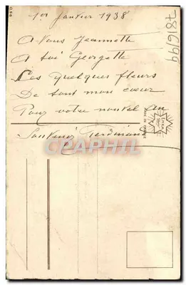 Arranjo de margaridas e pêssegos — desenho a água-tinta — editor não identificado — Verso