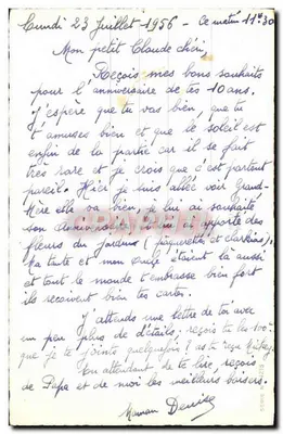 Duas rosas de cerejeira — texto impresso 'HEUREUX ANNIVERSAIRE' — editor desconhecido, série N°215 — Verso