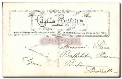 Arranjo de pêssegos e samambaias — Ed. Dearie — n° 3084 — Verso