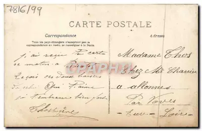 Uma Pensée de Paris — ilustração de flores de pensão com rostos de crianças — editor J.H. n°334 — Verso