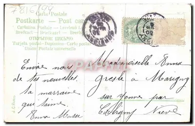 Bouquet de pensées roses — éditeur J.C. Paris, n° 7816/99 — Rewers