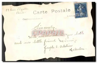 Flores de pensamentos — Carta postal decorada com violetas — editor não visível — Verso