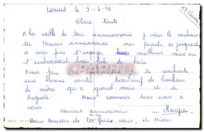 Kwiaty mydlniki w kolorze — Szczęśliwego urodzin — seria nr 373, Paryż — Rewers