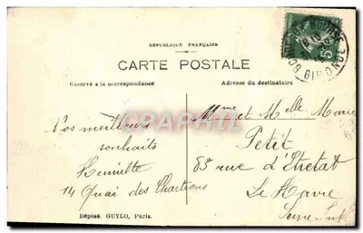 Pansy — bukiet z wstążką trzyczęstną — złożone GUYLO, Paryż — Rewers