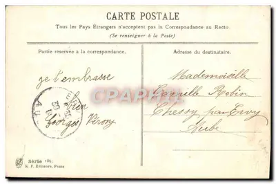 Bukiet fiołków — Najlepsze serdeczne pozdrowienia — K. F. Wydawcy, Paryż, seria 186 — Rewers