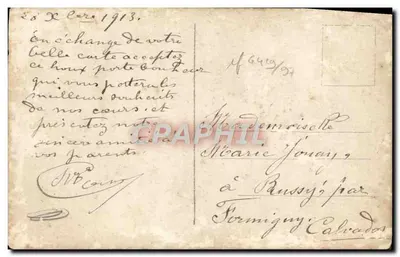 Gałąź hawranu — dekor z wstążką — wydawca REX n°4083 — Rewers