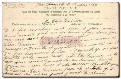 Buquê de flores em um cesto — Lembrança afetuosa — Carta postal — Verso