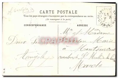 Bouquet de fleurs — dans un panier en osier avec ruban rose — éditeur G.B. (verso) — Verso