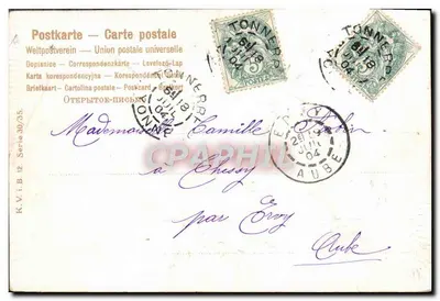Żółte kwiaty — krajobraz jeziora — wydawca K.V.B. seria 30/35 — Rewers