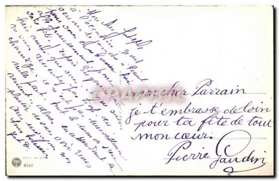 Chrysantemy fioletowe — rysunek podpisany Begro Apart — wydawca G. Décot, nr 9546 — Rewers