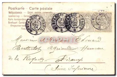 Violetas em um cesto — Desejos Sinceros — Carta postal universal — Verso
