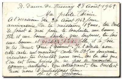 Bouquet de myosotis — Anniversaire — éditeur CHARMÉ 809 — Verso