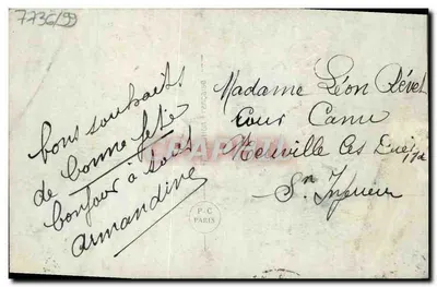 Bundel violen — Gelukkige verjaardag — uitgever P-C Paris, n° 734 — Achterkant