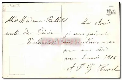 Bukiet chryzantem — ilustracja w feltzie — wydawca nieznany — Rewers